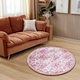 Floor Mat Japanese Little Round Rugs Printed Rugs Thick Carpet Pink Floral Soft Carpet Pet Rest Area Rug Circle Rugs Custom Round Shape